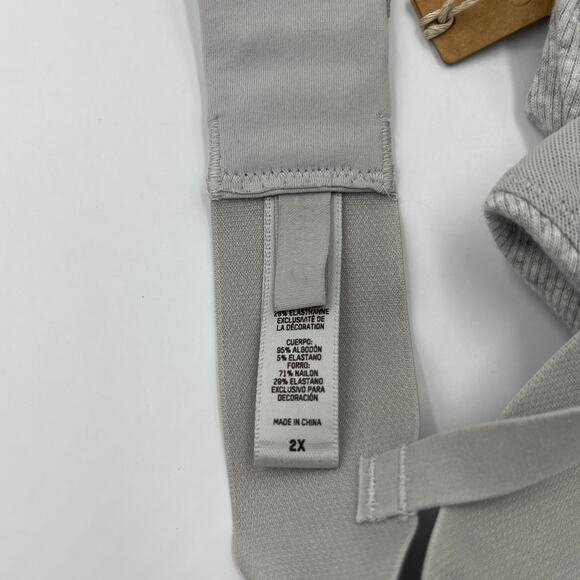 SKIMS Cotton Ribbed Plunge Bralette Light Heather Gray 2X - Picture 5 of 7